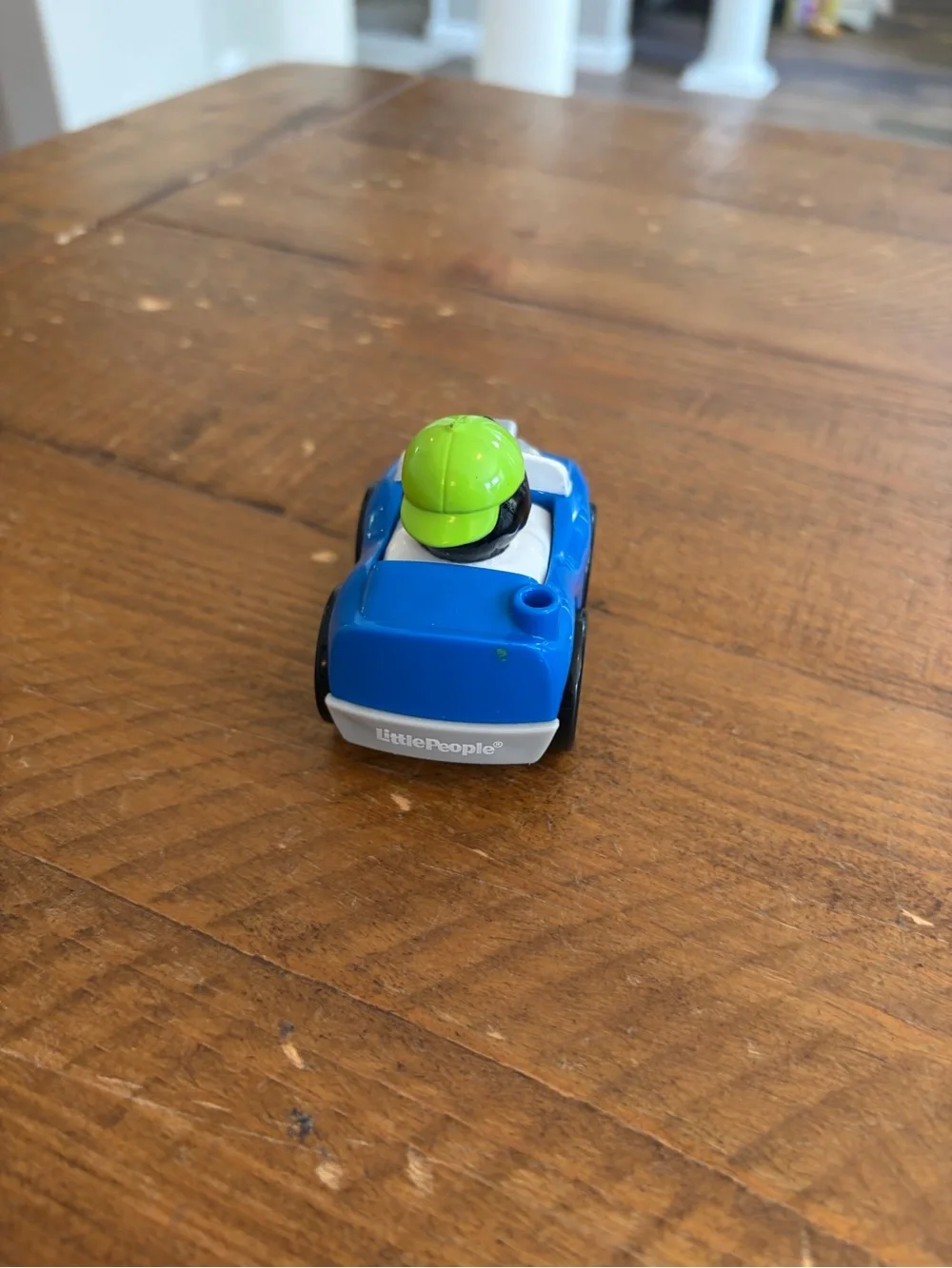 Fisher Price Little People blue car wheelie as is